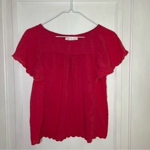 Anthropology Maeve Pink Short Sleeve Dot Top SZ 2